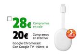 Oferta de Google Chromecast Con Google TV - Nieve, A por 20€ en CeX