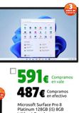 Oferta de Microsoft Surface Pro 8 Platinum 128GB (i5) 8GB Without Pen, A por 487€ en CeX