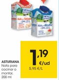 Oferta de ASTURIANA Nata para montar 38% materia grasa 200 ml por 1,19€ en Eroski
