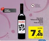 Oferta de Vino D.O. "Vinos de Madrid" MUSS Tinto Crianza por 7,45€ en Carrefour