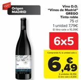 Oferta de Vino D.O. "Vinos de Madrid" Grego Tinto roble por 7,79€ en Carrefour