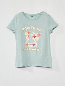 Oferta de Camiseta de algodón con estampado de fantasía por 4€ en Kiabi
