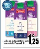 Oferta de Leche sin lactosa entera, semi o desnatada Pascual por 1,25€ en Unide Supermercados
