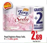 Oferta de Papel higiénico Foxy Seda 4 + 2 rollos gratis por 2,69€ en Unide Supermercados