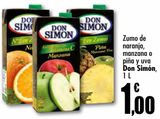 Oferta de Zumo de naranja, manzana o piña y uva Don Simón  por 1€ en Unide Market