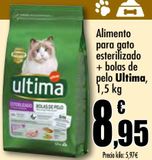Oferta de Alimento para gatos esterilizados + bolas de pelo Ultima  por 8,95€ en Unide Market