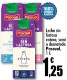 Oferta de Leche sin lactosa entera, semi o desnatada Pascual por 1,25€ en Unide Market