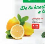Oferta de De la huerta  Limón bolsa 1 kg. Origen: España Calibre: 4/5 Variedad: Primaflori  1,89  €/u  en Suma Supermercados