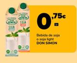 Oferta de Bebida de soja o soja light DON SIMON por 0,75€ en Supeco