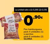 Oferta de Pan hamburguesa pacck 4 unidades o perritos pack 6 unidades GLORIA por 0,9€ en Supeco