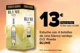 Oferta de Estuche con 4 botellas de vino blanco verdejo D.O. Rueda BLUME por 13€ en Supeco
