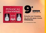 Oferta de Estuche con 3 boterllas de vino de aguja rosado PEÑASCAL por 9€ en Supeco