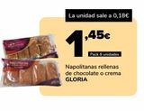 Oferta de Napolitanas rellenas de chocolate o crema GLORIA por 1,45€ en Supeco