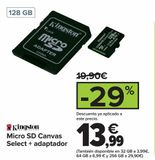 Oferta de Micro SD Canvas Select + adaptador por 13,99€ en Carrefour