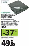 Oferta de Manta eléctrica HDW 60228 Medisana por 49,9€ en Carrefour