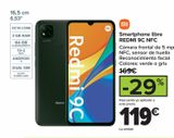 Oferta de Smartphone libre REDMI 9C NFC por 119€ en Carrefour