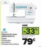 Oferta de Máquina de coser KSEW72DIT-21 klindo por 79€ en Carrefour