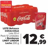 Oferta de Lote Refresco COCA-COLA + Bombones LINDT LINDOR Leche  por 12,99€ en Carrefour