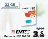 Oferta de EMTEC Memoria USB D-250  por 3,99€ en Carrefour