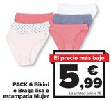 Oferta de PACK 6 Bikini o Braga lisa o estampada Mujer  por 5,99€ en Carrefour