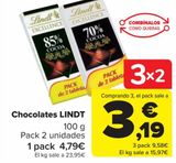 Oferta de Chocolates LINDT por 4,79€ en Carrefour