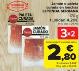 Oferta de Jamón o paleta curada en lonchas LEYENDA SERRANA por 4,2€ en Carrefour