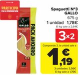 Oferta de Spaguetti Nº3 GALLO  por 1,78€ en Carrefour