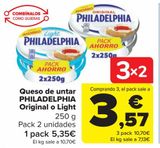 Oferta de Queso de untar PHILADELPHIA Original o light por 5,35€ en Carrefour
