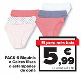 Oferta de PACK 6 Bikini o Braga lisa o estampada Mujer  por 5,99€ en Carrefour