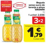 Oferta de Bebida sin azúcar de naranja o piña GRANINI  por 2,69€ en Carrefour