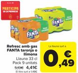 Oferta de Refresco con gas FANTA Naranja o Limón  por 4,41€ en Carrefour