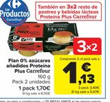 Oferta de Flan 0% azúcares añadidos Proteína Plus Carrefour por 1,7€ en Carrefour