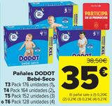 Oferta de Pañales DODOT bebé-seco T3, T4, T5 o T6  por 35€ en Carrefour