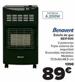 Oferta de Benavent Estufa de gas BEIF400  por 89€ en Carrefour