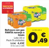 Oferta de Refresco con gas FANTA Naranja o limón  por 4,41€ en Carrefour