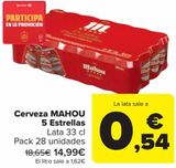 Oferta de Cerveza MAHOU 5 Estrellas  por 14,99€ en Carrefour