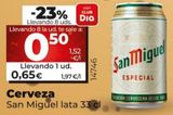 Oferta de Cerveza San Miguel por 0,65€ en Dia Market