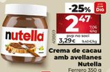 Oferta de Crema de cacao Nutella por 3,29€ en Dia Market