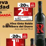 Oferta de VINO TINTO ROBLE D.O. RIBERA DEL DUERO por 2,52€ en Maxi Dia