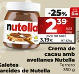 Oferta de CREMA DE CACAU AMB AVELLANES NUTELLA por 2,39€ en Maxi Dia