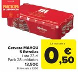 Oferta de Cerveza MAHOU 5 Estrellas  por 13,9€ en Carrefour