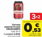Oferta de Cerveza especial Cruzial CRUZCAMPO  por 0,8€ en Carrefour