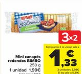 Oferta de Mini canapés redondos BIMBO por 1,99€ en Carrefour