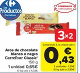 Oferta de Aros de chocolate blanco o negro Carrefour Classic' por 0,65€ en Carrefour
