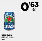 Oferta de Cerveza sin alcohol Heineken por 0,63€ en BM Supermercados