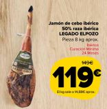 Oferta de Jamón de cebo ibérico Legado El Pozo por 119€ en Carrefour Market