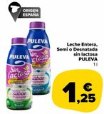 Oferta de Leche entera, semi o desnatada sin lactosa Puleva por 1,25€ en Carrefour Market