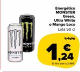 Oferta de Energético Monster Green, Ultra White o Mango Loco por 1,24€ en Carrefour Market