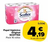 Oferta de Papel higiénico Original Scottex por 4,19€ en Carrefour Market
