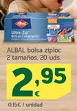 Oferta de ALBAL bolsa ziploc 2 tamaños , 20 unidades por 2,95€ en HiperDino